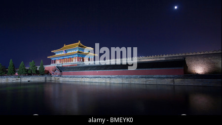 Gate of Divine Prowess and Palace Moat of Forbidden City, Beijing, China Stock Photo