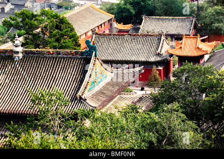 Aerial view of Xiantong Temple, Mount Wutai, Xinzhou City, Shanxi Province, China Stock Photo