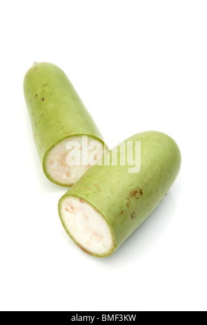 Calabash, Dudhi or Bottle gourd isolated on a white studio background. Stock Photo