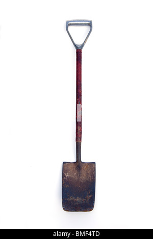 Metal gardening spade isolated on a white studio background. Stock Photo