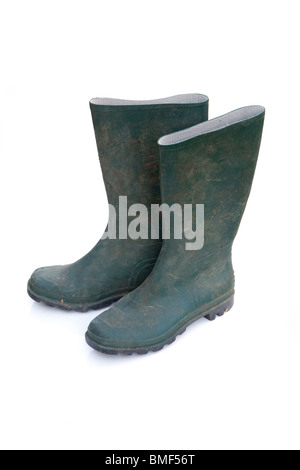 Wellington boots isolated on a white studio background. Stock Photo