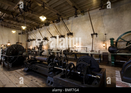 Belt drive machine, 19th and early 20th century tools in a workshop, Deutsches Museum, Munich, Germany Stock Photo