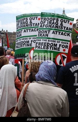 Anti Israeli protests in Edinburgh following the attack on an aid flotilla attempting to reach Gaza. Stock Photo