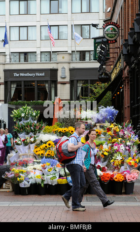 Flower seller on Grafton Street Dublin Ireland Stock Photo