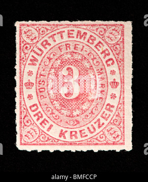 Postage stamp from Wurttemberg depicting the number 3. Stock Photo