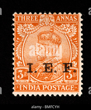 Postage stamp from India depicting King George V, for the Indian Expeditionary Force. Stock Photo