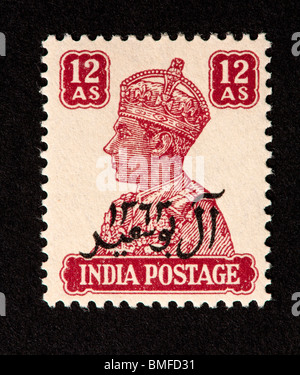 Postage stamp from India depicting King George VI, for use in Muscat (Oman) Stock Photo