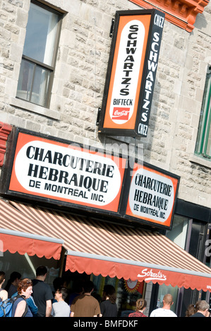 Schwartz's famous smoked meat Restaurant on boulevard St Laurent Montreal Stock Photo