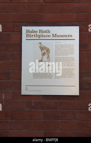 Babe Ruth Birthplace Museum sign Stock Photo