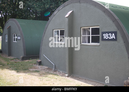 Nissen Huts Duxford Aero Museum - part of the Imperial War Museum. A Nissen hut is a prefabricated steel structure made from a h Stock Photo