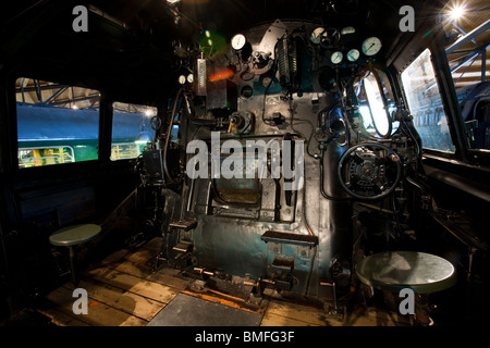 Train Engine cabin and engine details in the Technology Museum, Berlin, Germany Stock Photo