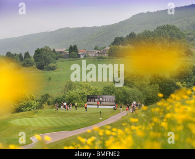 The picturesque 16th tee at The Celtic Manor Wales Open 2008 venue for the 2010 Ryder Cup Stock Photo