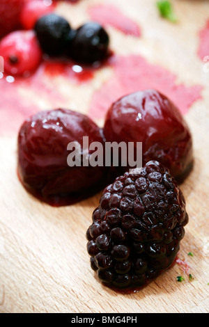 Macro of fresh forest fruits. Stock Photo