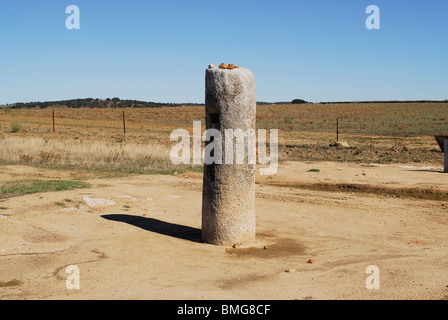 Roman milestone of The Silver Way in Caceres province, Extremadura region, Spain Stock Photo