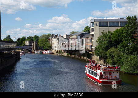 Tourist river boats on the River Ouse, York, Northern England Stock Photo