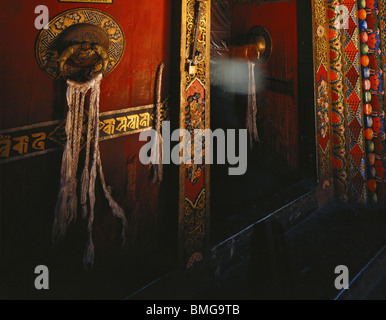 Massive handle on the gate of Dege Sutra Printing House, Garze Tibetan Autonomous Prefecture, Sichuan Province, China Stock Photo