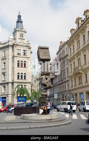 The Key Sculpture of Prague, Franz Kafka Square,  Prague, Czech Republic Stock Photo