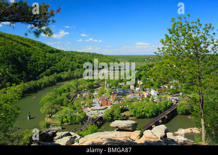 View from Maryland Heights, Harpers Ferry, West Virginia Stock Photo