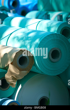 large rolls of paper at paper mill Stock Photo