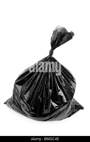 Black Garbage Bag close up Stock Photo