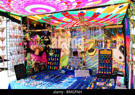 Colourful stall, The Hippy Market, Punta Arabi, Es Cana, Ibiza, Balearic Islands, Spain Stock Photo