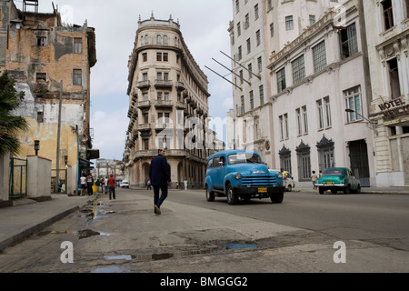 Classic American cars on the streets of Havana in Cuba. Stock Photo