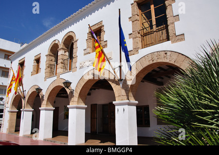 Ajuntament, Placa d'Espanya, Santa Eularia des Riu, Ibiza, Balearic Islands, Spain Stock Photo