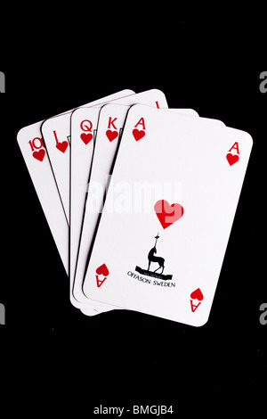 Hearts Royal Flush Cards Stock Photo