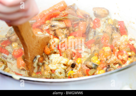 Mexican food with vegetables and rice. Stock Photo