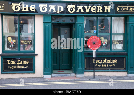 Old Irish pub, The Tap Tavern with Ghost Tours sign, Kinsale Co. Cork Stock Photo