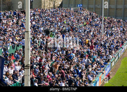 A crowd of spectators at a Bath rugby match: the Recreation ground, Bath, Somerset, UK Stock Photo