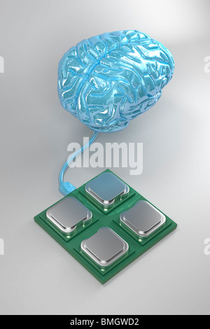 Brain with cable attached Stock Photo