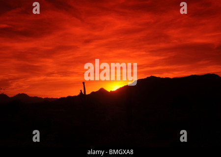 Brilliant red sunset in central Arizona USA Stock Photo