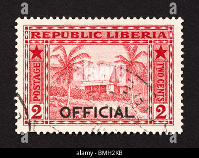Postage stamp from Liberia depicting local house Stock Photo