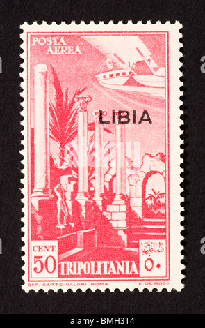 Postage stamp from Tripolitania depicting the Columns of the Basilica, Leptis, for use in Libya. Stock Photo