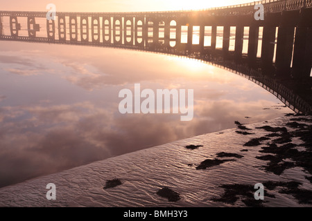 The River Tay,with Tay Rail bridge in sunset Stock Photo