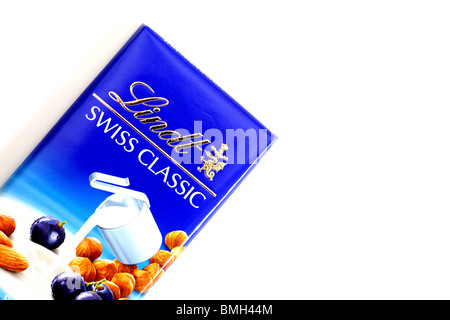 Lindt Swiss Classic Hazelnut and Raisins Milk Chocolate Bar Stock Photo