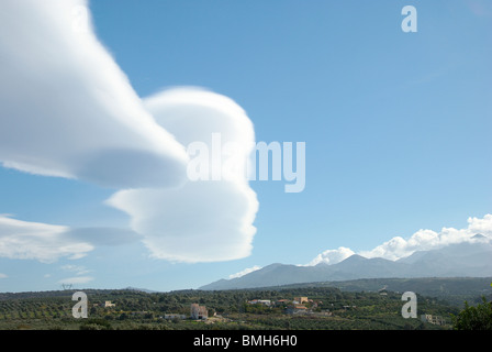 Lenticular cloud formation over Mt Ida Crete Greece Stock Photo
