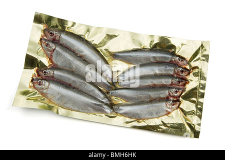 Frozen sprats, Sprattus sprattus, oily fish used as bait for carp and pike Stock Photo