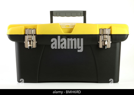Plastic toolbox against white background Stock Photo