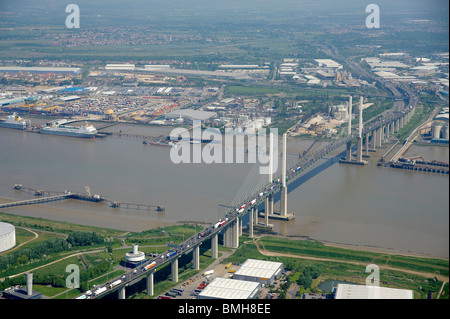 Dartford Crossing, Queen Elizabeth Bridge over the Thames, South East England Stock Photo