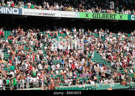 A rugby crowd at the Allianz Stadium, Twickenham home of English International rugby, in south west London, UK Stock Photo