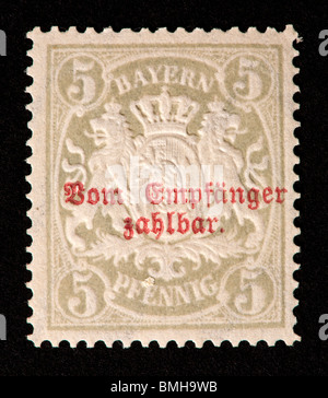 Postage stamp from Bavaria depicting the coat of arms. Stock Photo