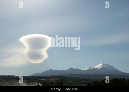 Lenticular cloud formation over Mt Ida Crete Greece Stock Photo