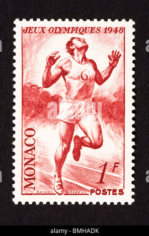 Postage stamp from Monaco depicting a sprinter, for the 1948 Olympic games. Stock Photo