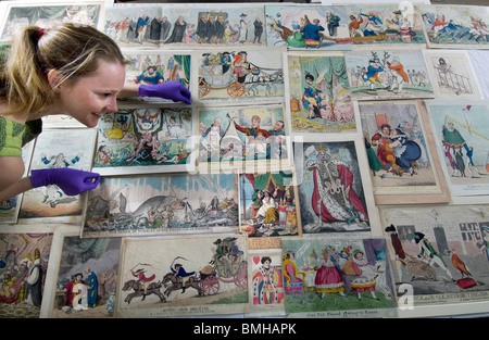 A collection of political cartoons and caricatures from the 1700s and 1800s (18th century and 19th century) at Brighton Pavilion Stock Photo