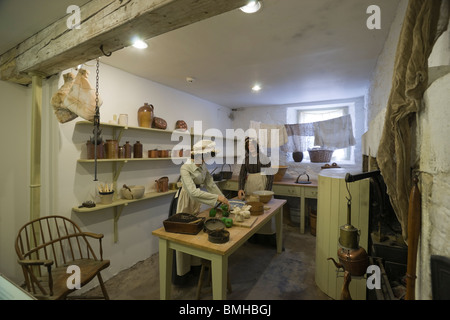 New Lanark - Robert Owen's utopian industrial village in Scotland. The basement kitchen of Robert Owen's house. Stock Photo