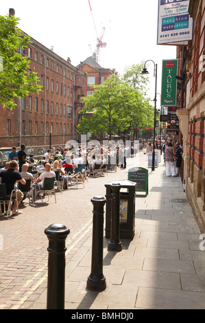 Pavement cafe,s on Canal Street in Gay village Manchester UK Stock Photo