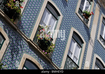 Typical facade, Bairro Alto", Lisbon, Portugal Stock Photo