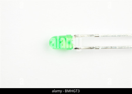 single green LED isolated on white background Stock Photo